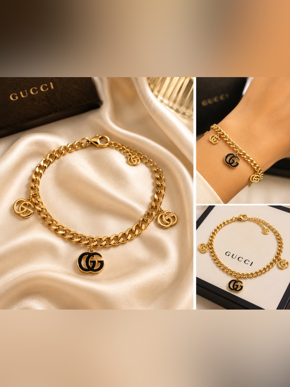 Gold Double-G Charm Bracelet - Designer Inspired Women’s Jewelry